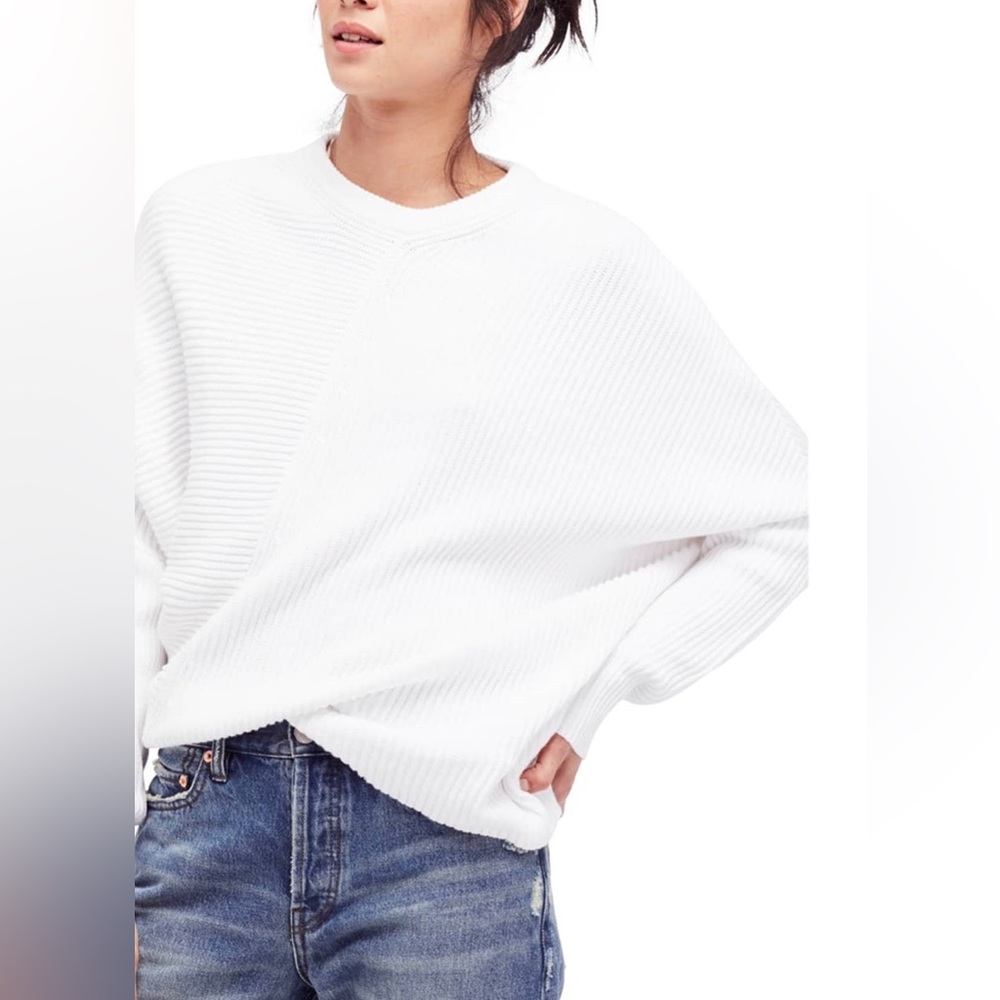 Free People Womens Downtown Ribbed Knit Asymmetrical Pullover Sweater